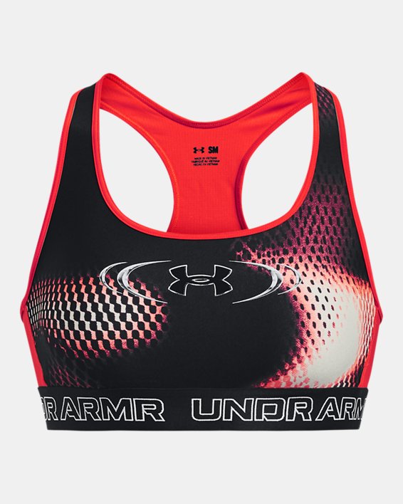 Women's Armour® Mid Padless Sports Bra, Red, pdpMainDesktop image number 10